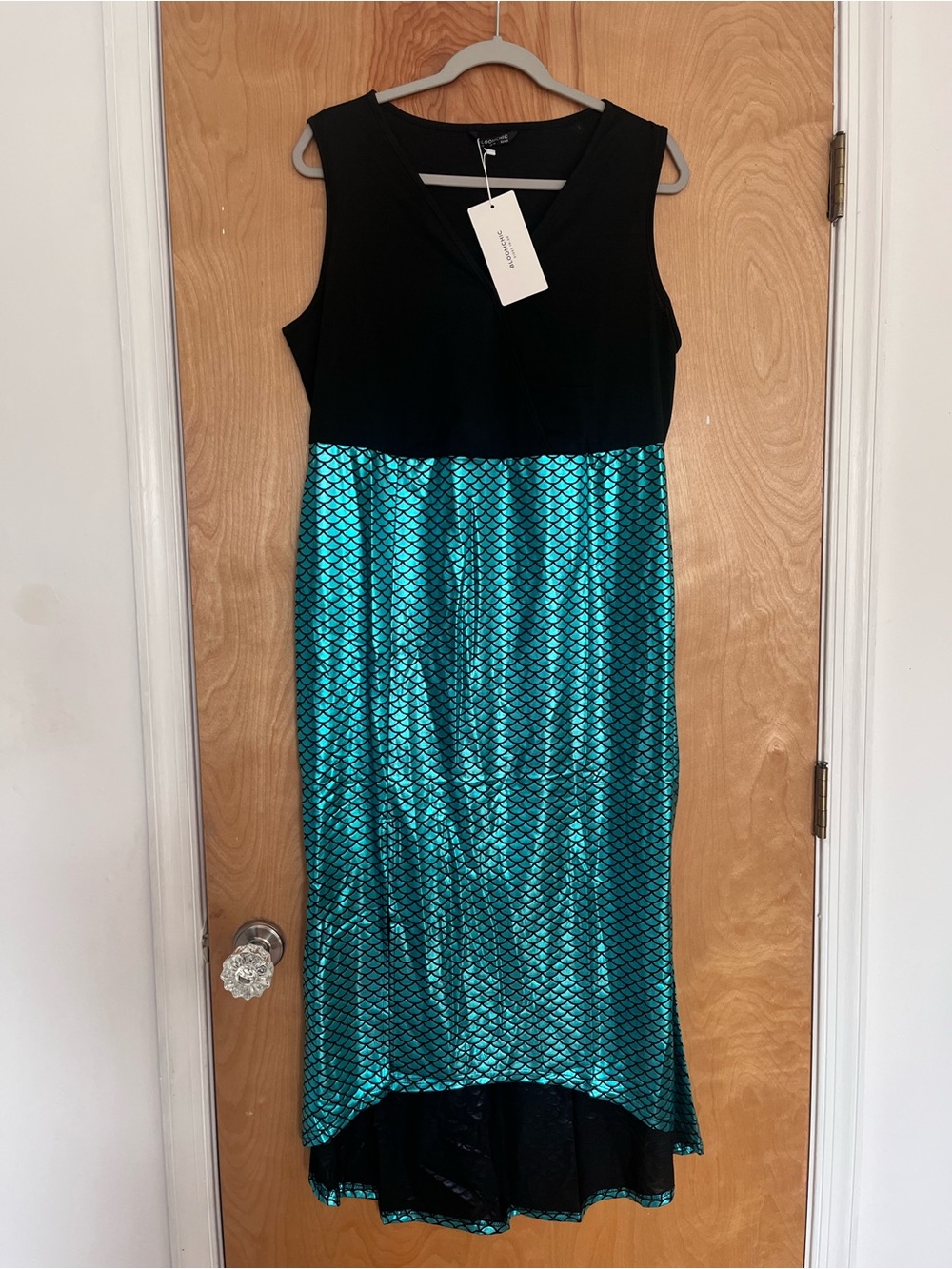 BloomChic Black & Teal High-Low Mermaid Dress